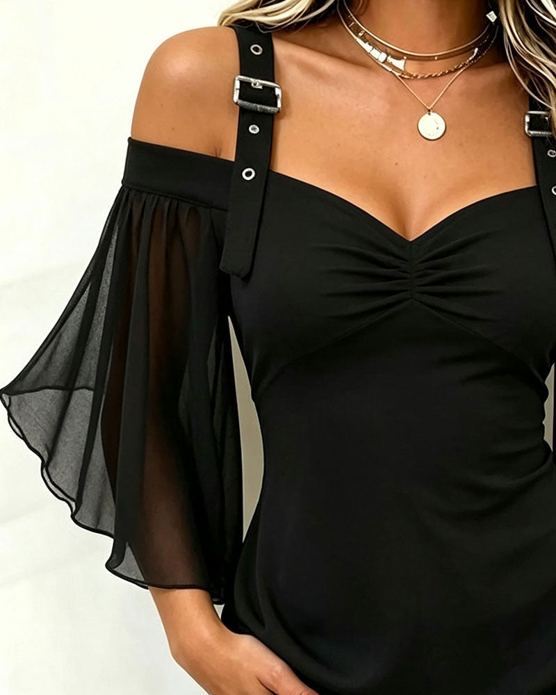 Off-Shoulder Camisole Shirred Blouse