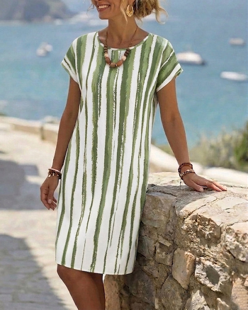 Vertical Stripe Shift Dress