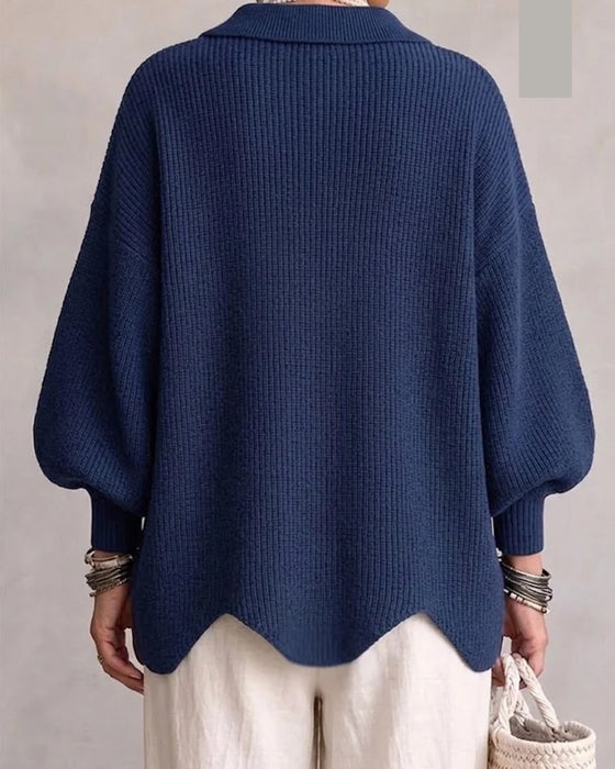 Large Metal Button Lapel Cardigan