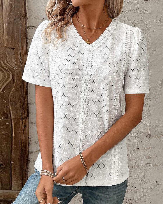 Bubble Sleeve Solid Color Top