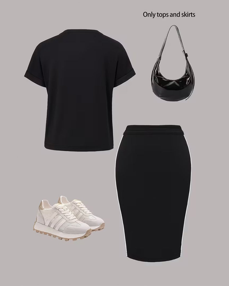 Striped Casual Sports Skirt Set