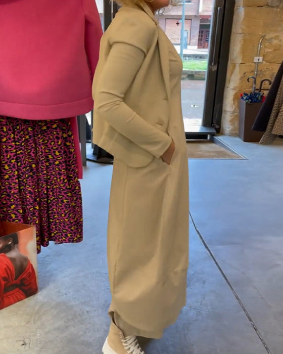 Casual solid colour long sleeve dress