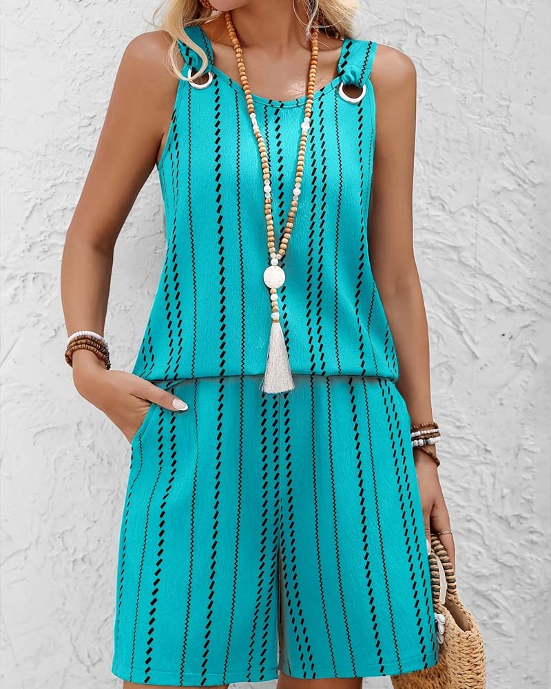 Sleeveless Tank Top Shorts Casual Suit