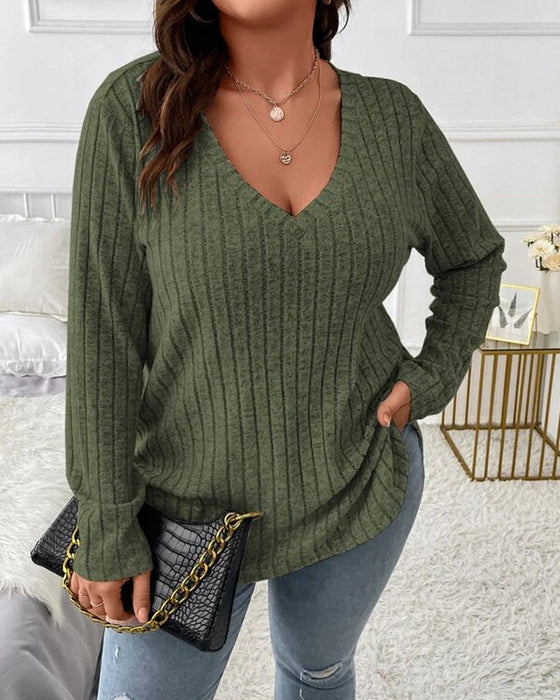 Solid color Blouses with long sleeve