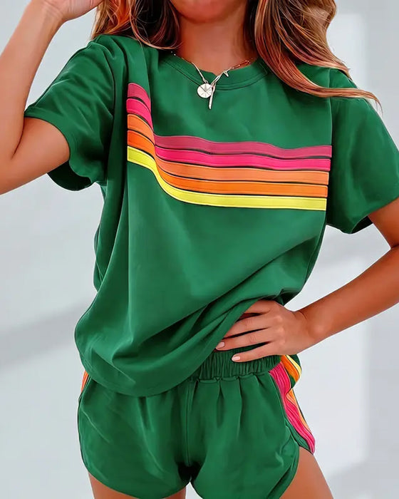 Casual Striped Two-Piece Set