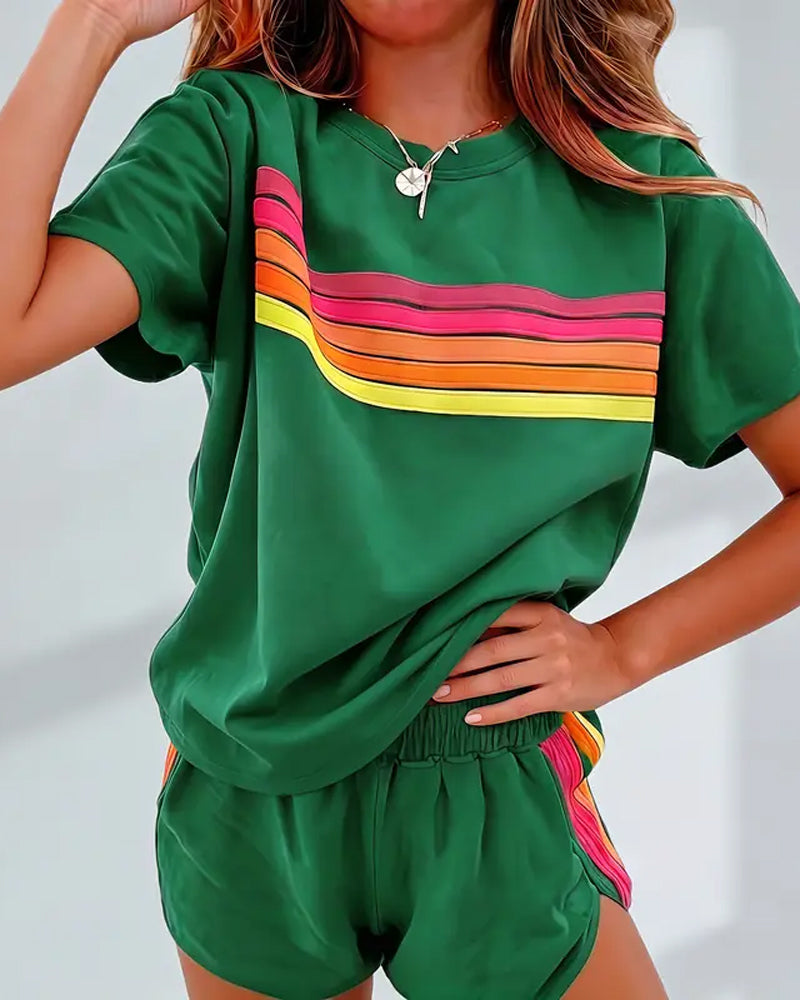 Casual Striped Two-Piece Set