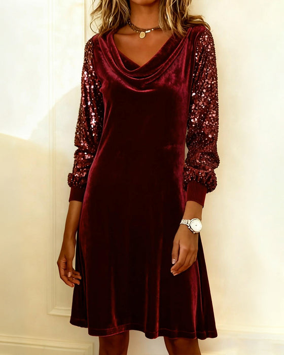 Elegant Velvet And Sequined Dress