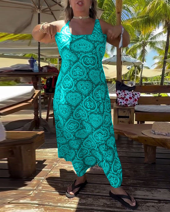 Strapless Heart Holiday Print Swimsuit