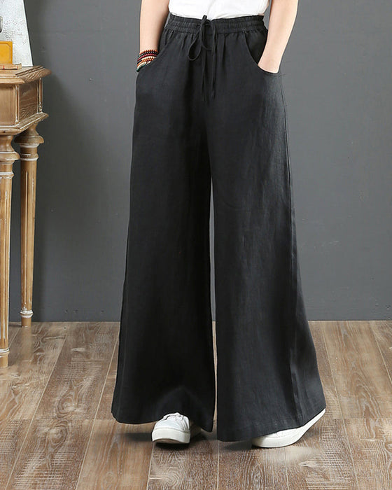 Solid color high waist wide leg pants