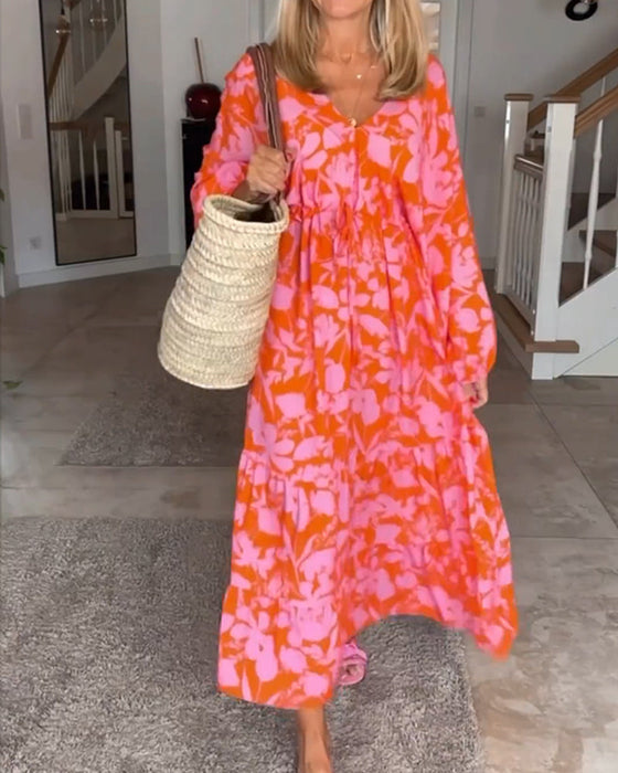 Floral Print Long Sleeve Dress