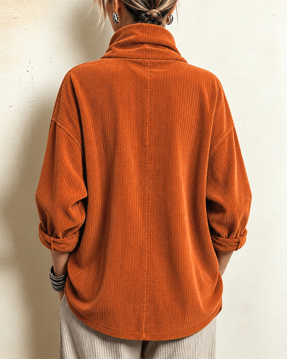 High Neck Button Asymmetric Coat
