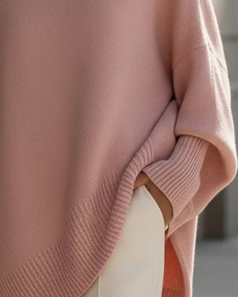 Round Neck Loose Mid-Length Jumper