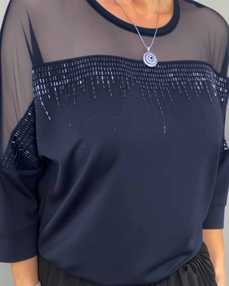 Mesh Splicing Loose Blouse