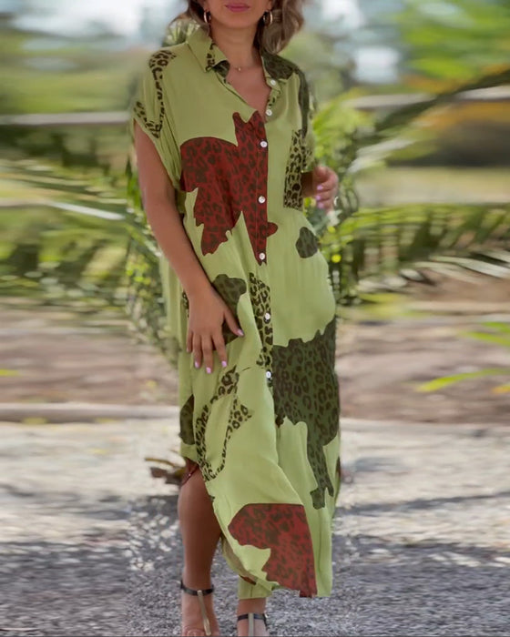 Short Sleeve Leopard Print Dress