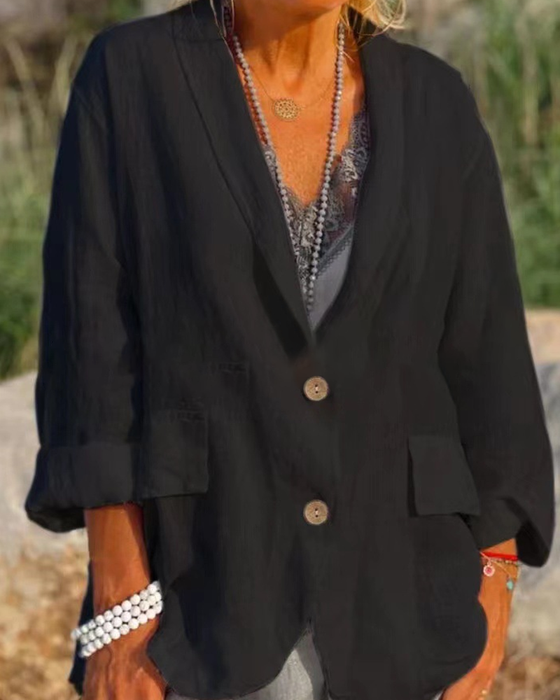 Solid color cotton and linen jacket