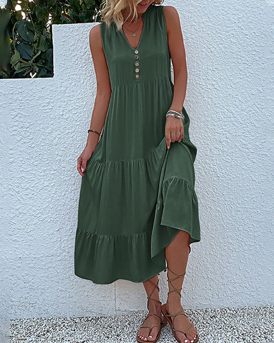 Solid color sleeveless casual dress
