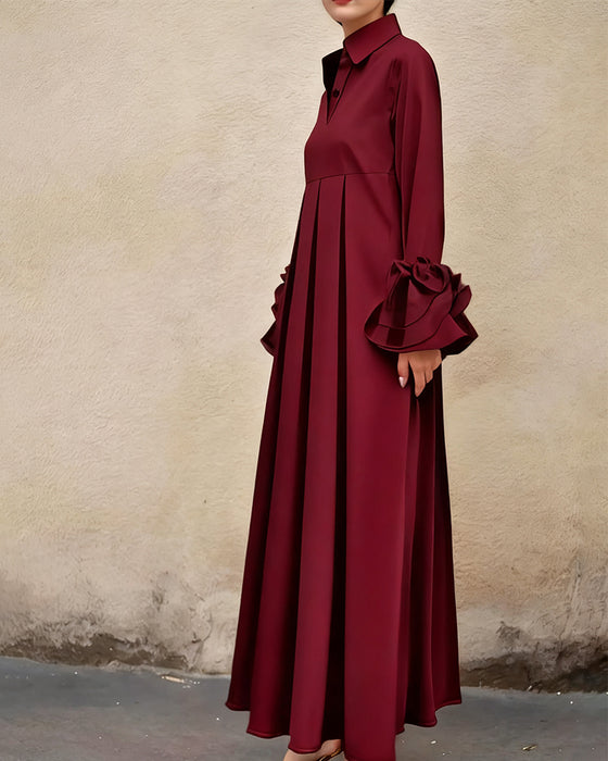 Fashion Shirt Collar Flared Dress