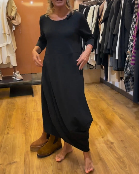 Long-sleeved crew neck dress