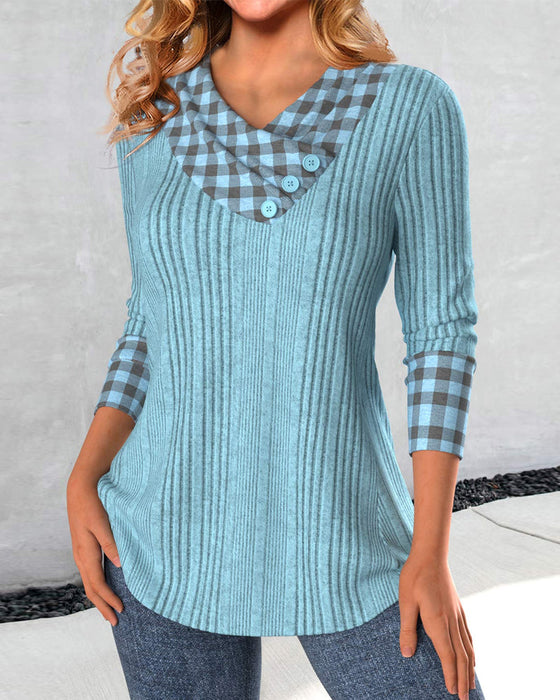 Solid color buttons Blouses