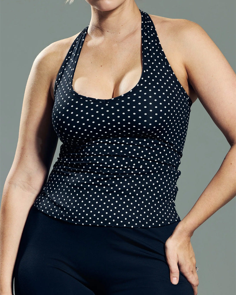 Halter Neck Polka Dot Tank Top