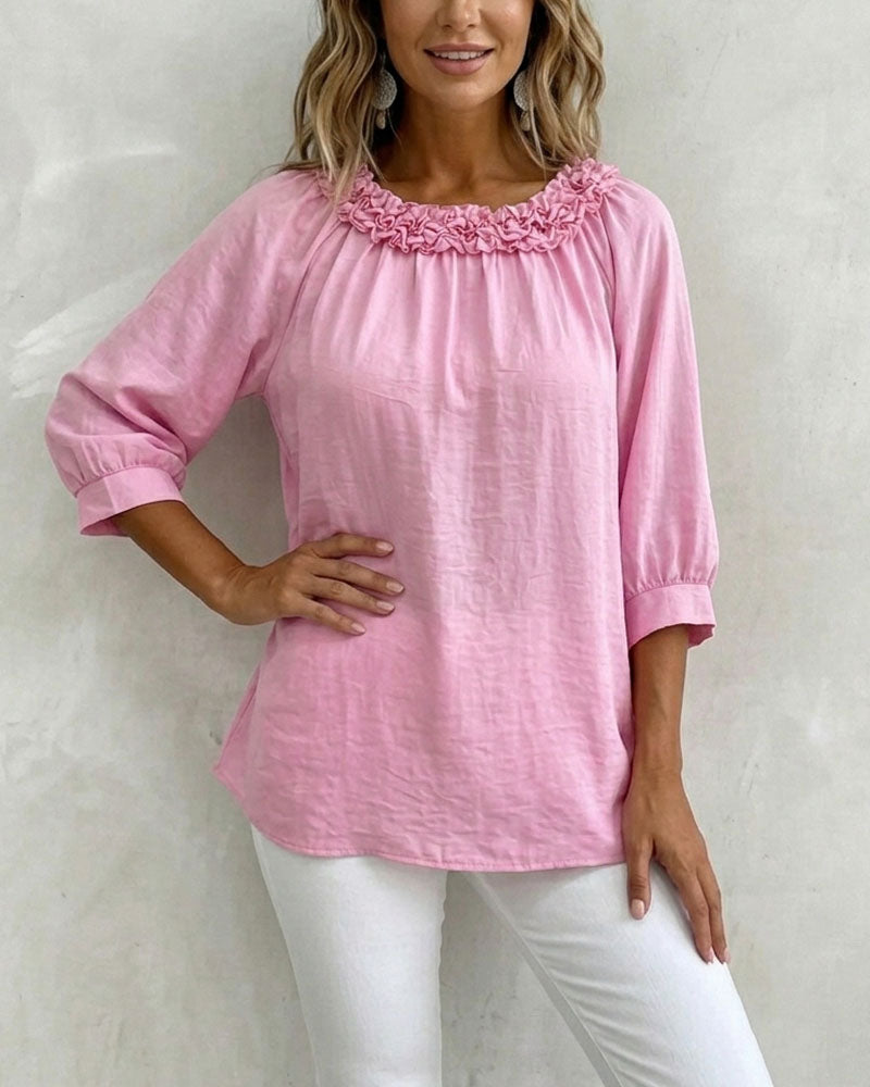 Half-Sleeved Floral Loose Blouse