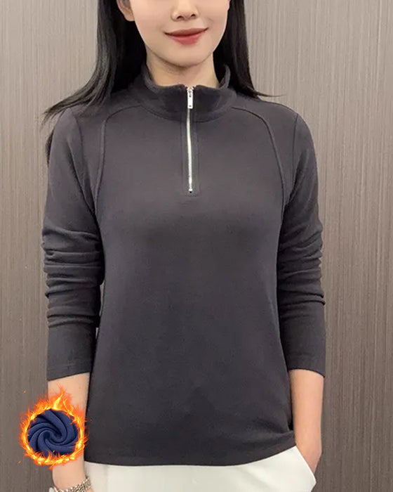 Half Zip Fleece Long Sleeve Top