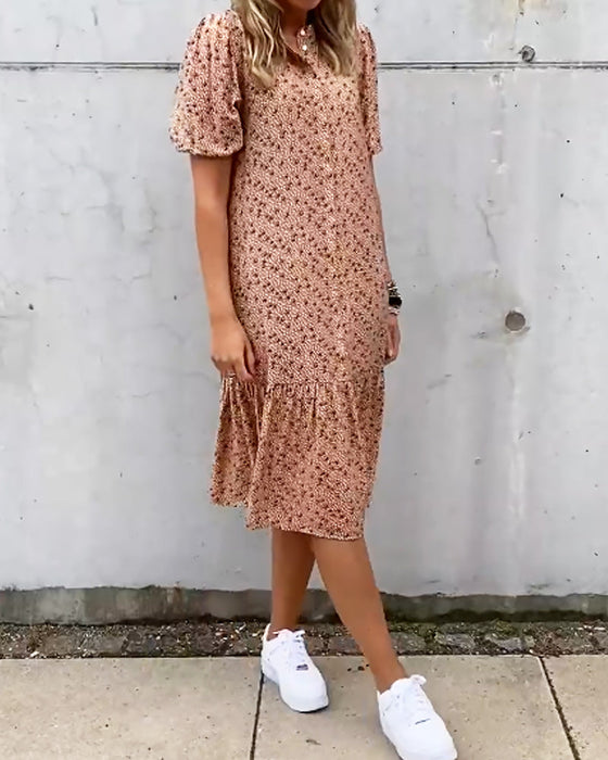 Short sleeve print  shift dress