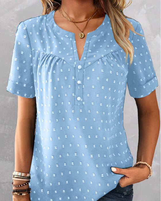V-neck button down T-shirt