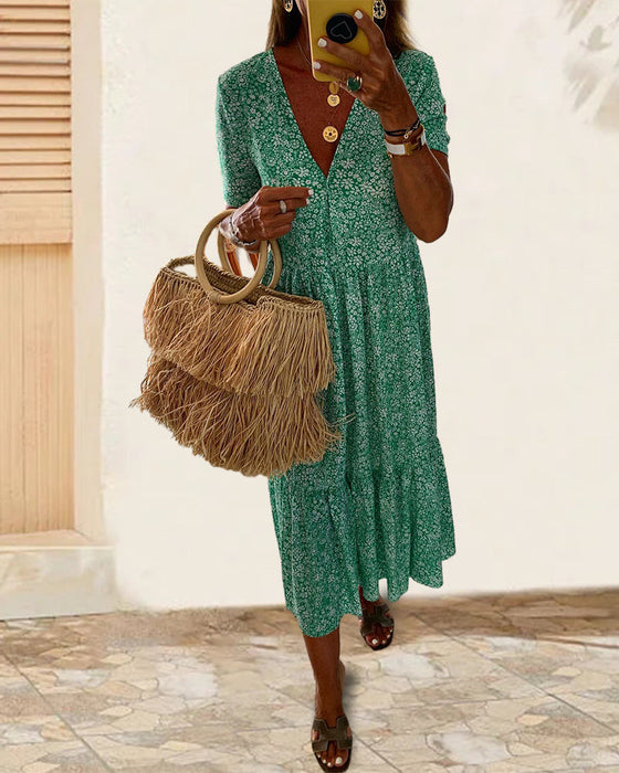 Floral print v-neck dress