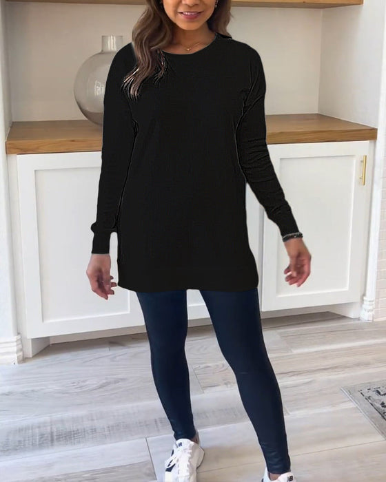 Solid Color Top with Long Sleeve