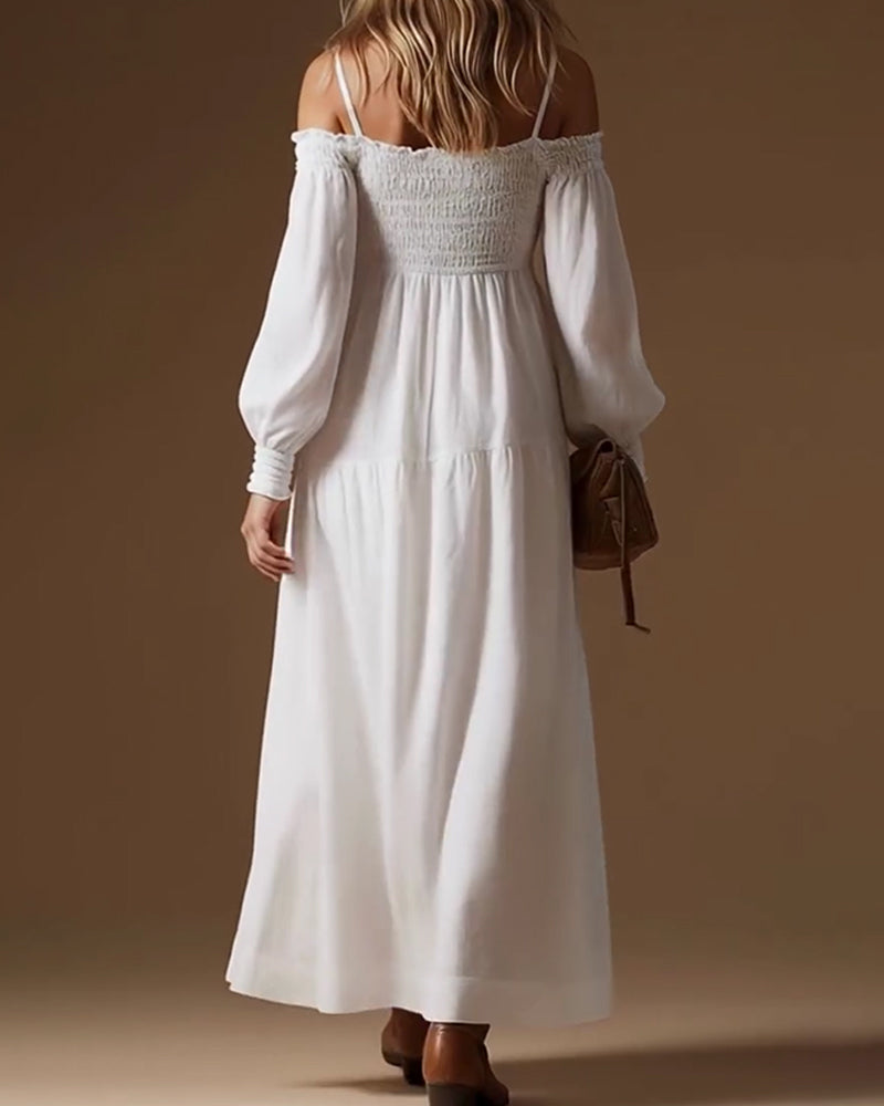 Buttoned Long Sleeve Dress