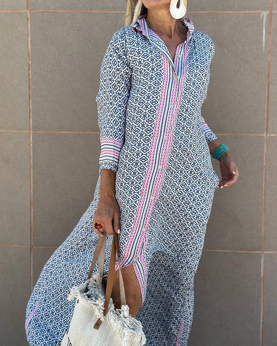 Long sleeve lapel dress