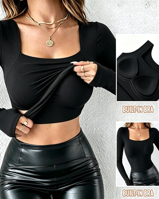 🔥U Neck Shapewear Built-in Bra LongSleeve Tank