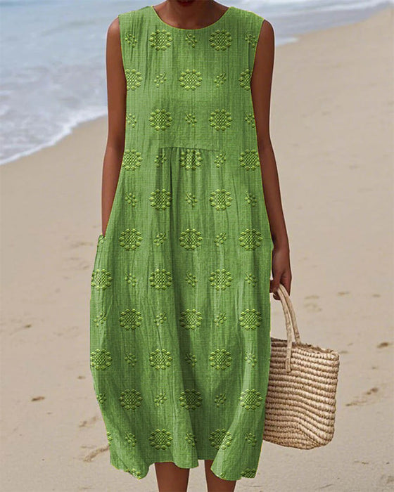 Fresh Print Sleeveless Dress