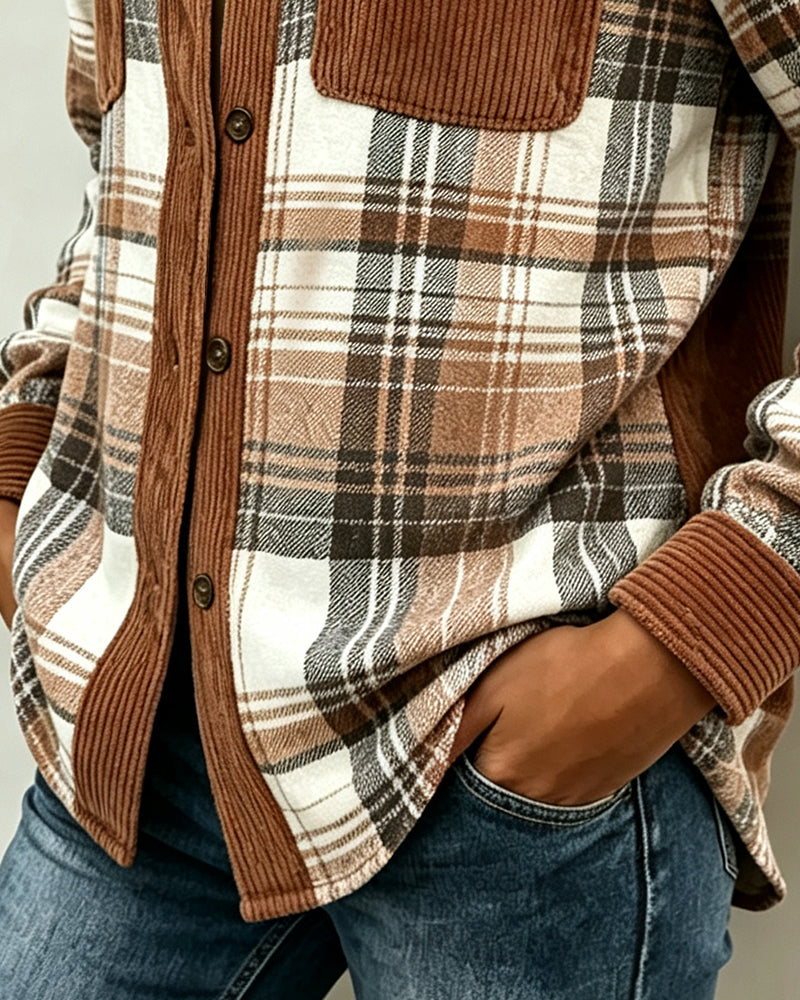 Plaid Patchwork Pocket Shirt
