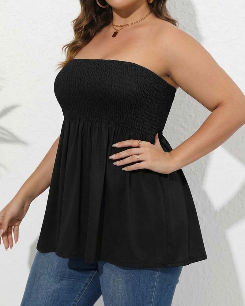 Elastic Strapless A-Line Top