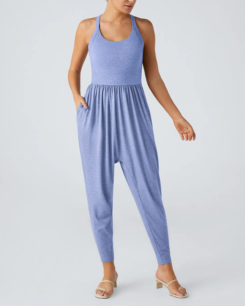 Women's Backless Cuffed Jumpsuit