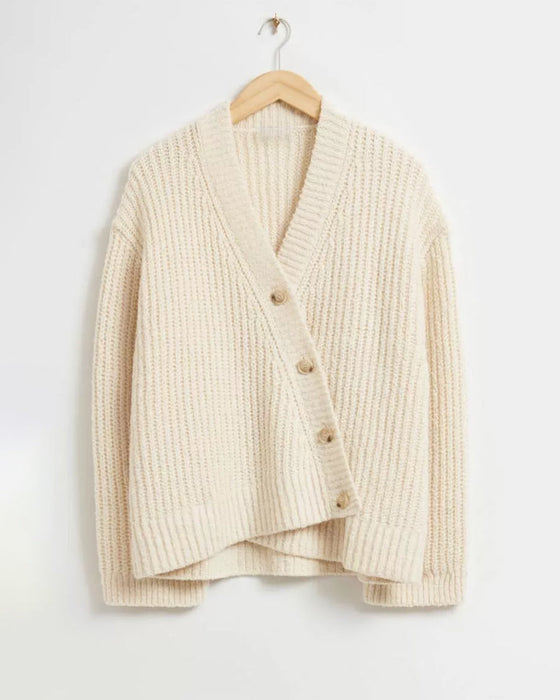 Solid color v-neck button-down cardigan