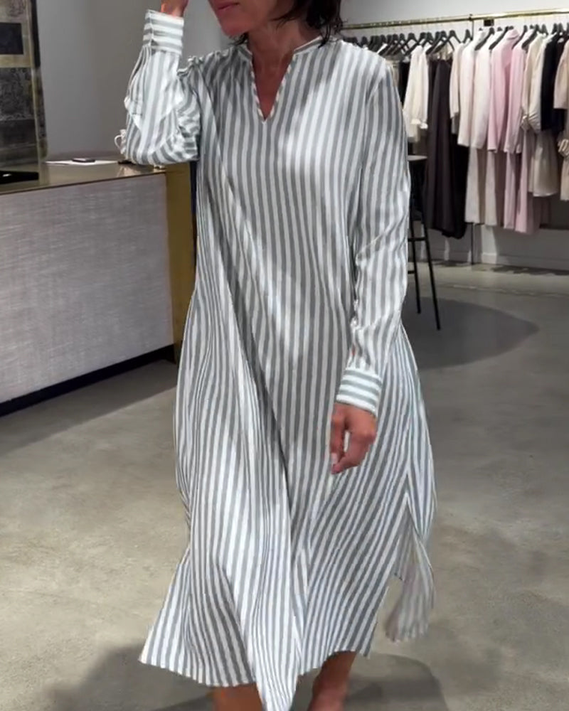 Striped Side Slit Maxi Dress