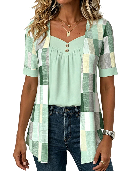 Fake Two-Piece Geometric Print T-Shirt