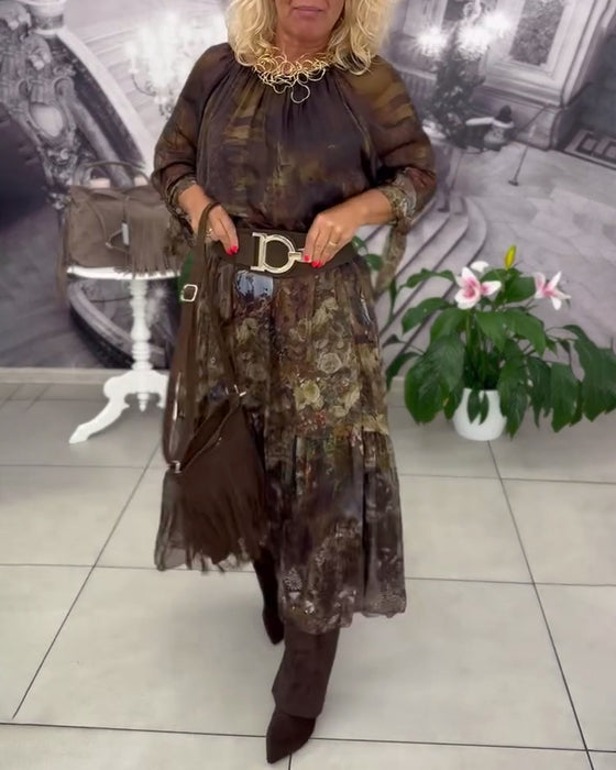 Elegant Floral Print Long Dress