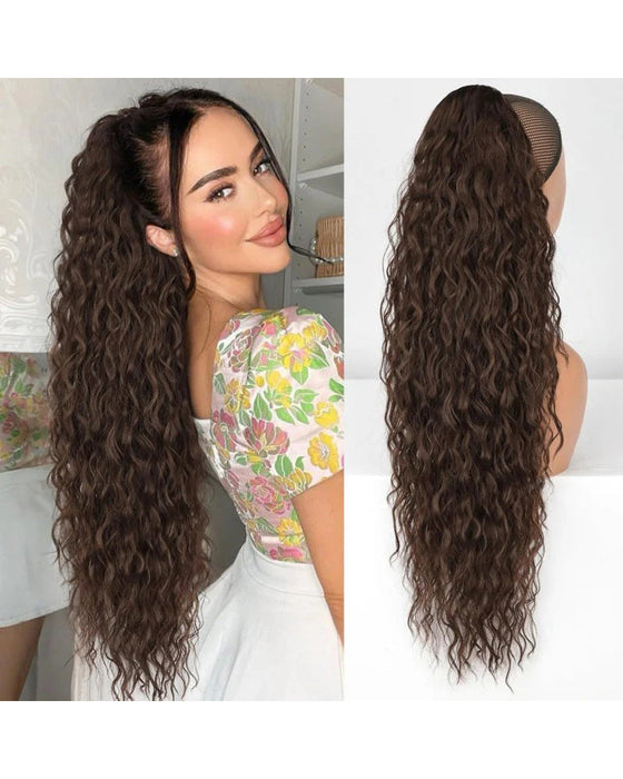 Curly Wavy Frizzy Hair Extension with Ponytail