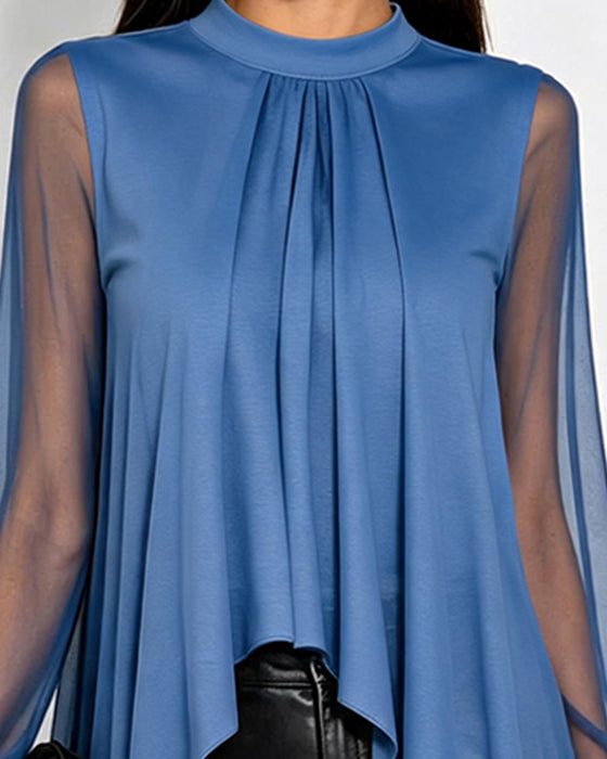 Shirred Irregular Casual Blouse