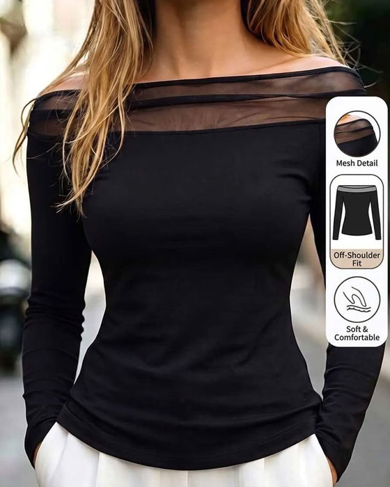 Bardot Mesh Slim Fit Long Sleeve Blouse