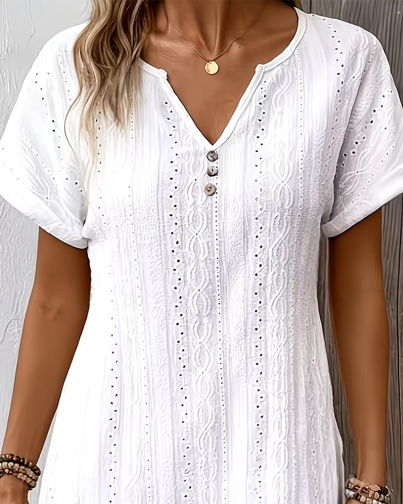 Cutout Detail V-Neck Dress
