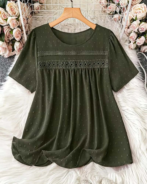 Crew Neck Fashion Casual Blouse