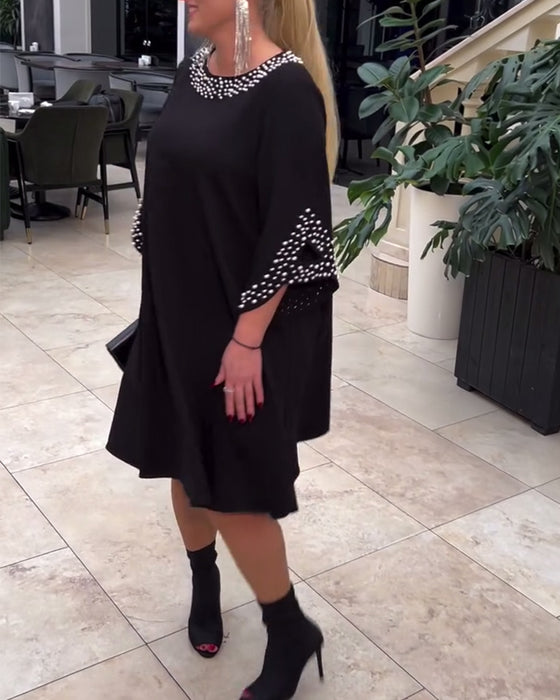 Fashion Beaded Loose Plus Size Dress