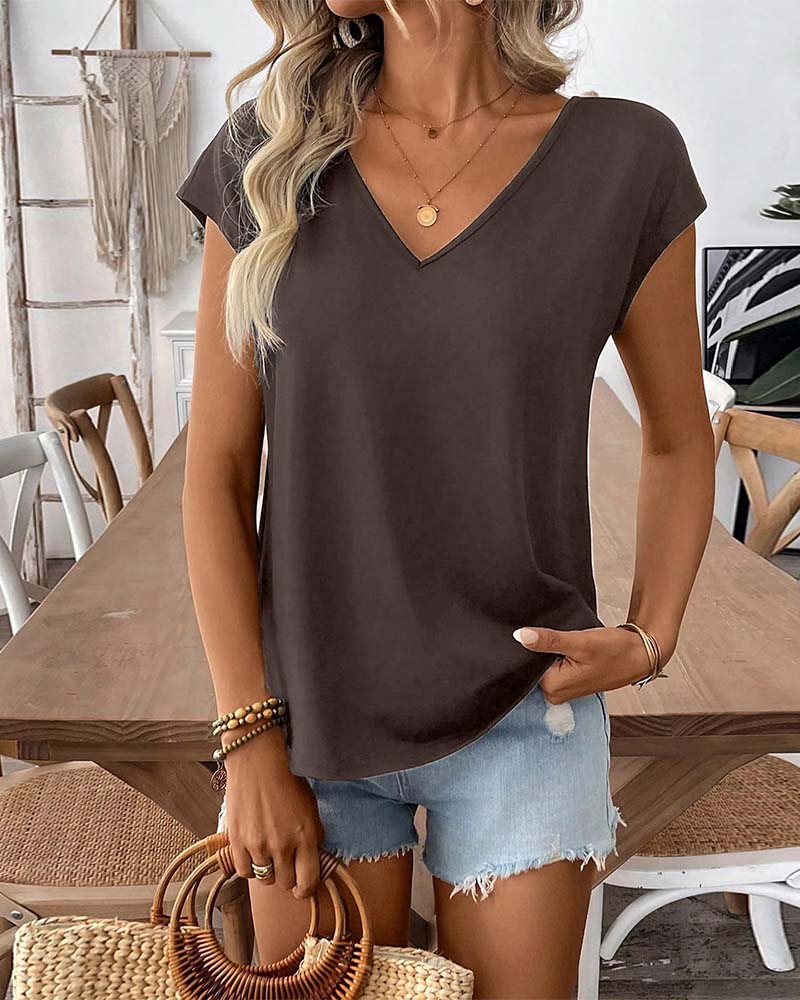 V-Neck Back Bow T-Shirt