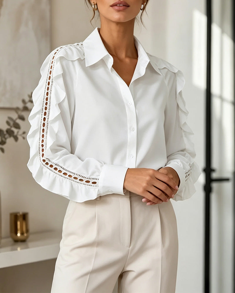 Ruffled Button-Down Shirt