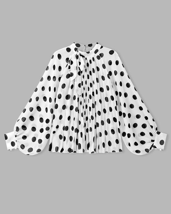 Casual Polka Dot Long Sleeve Blouse